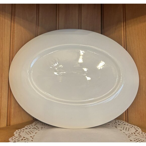 Vintage Homer Laughlin Oval Serving Platter Richelieu Fleur de Lis Blue White - Picture 6 of 6